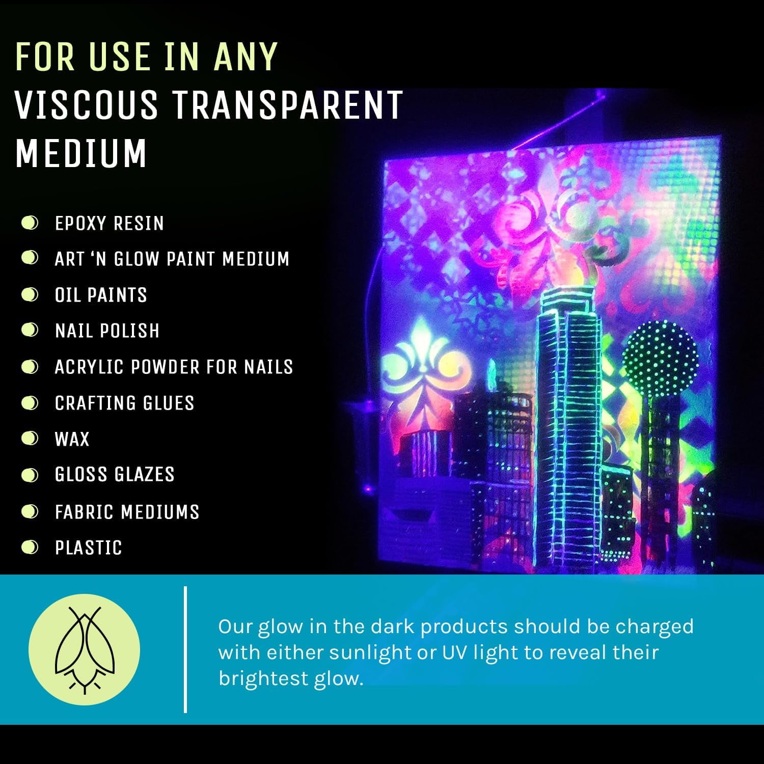 Glow in The Dark Pigment Powder - Neutral and Fluorescent Color for Art Painting, Fine Art, Nail Art Paint, and DIY Crafts - Non-Toxic, Long Lasting 10+ Color Options - Fluorescent Blue - (240 Grams)