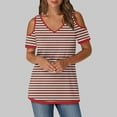 thumbnail image 2 of Tops de Algodón para Mujeres Tira Impresa Manga Corta Cuello en V Fuera Del Hombro, Top de Moda para el Uso Diario, 2 of 9