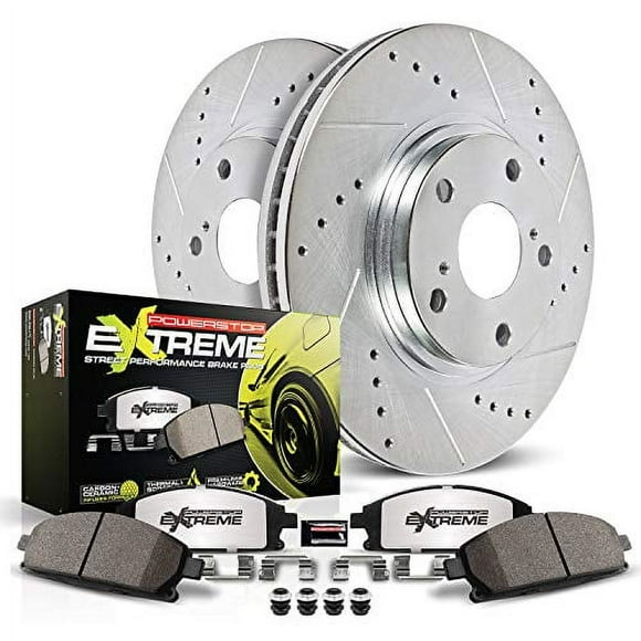 Power Stop K1568 26 Rear Z26 Carbon Fiber Brake Pads With Drilled & Slotted