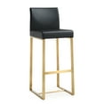 thumbnail image 2 of TOV Furniture Denmark Black Vegan Leather Barstool with Gold Legs - Set of 2, 2 of 10