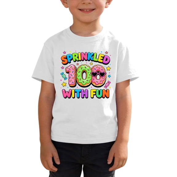 Cethrio Boys T Shirts, Short Sleeve Crew Neck Cotton Graphic Tees Summer Tops White Size 8