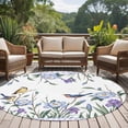 thumbnail image 4 of Spring Flowers Round Area Rug 5Ft Washable Circle Rugs for Living Room Bedroom, Vintage Blue Floral Leaves Birds Rustic Plants Non-Slip Carpet Floor Mats Indoor Outdoor Carpet Runner Home Decor, 4 of 8