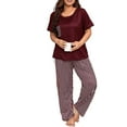 thumbnail image 4 of Casual Striped Round Neck Tee Pant Sets Short Sleeve Red and White Plus Size Pajama Sets (Women's), 4 of 4