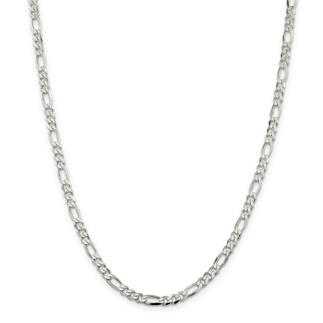 Sterling Silver 4.5mm Figaro Chain (Weight: 19.15 Grams, Length: 26 Inches)