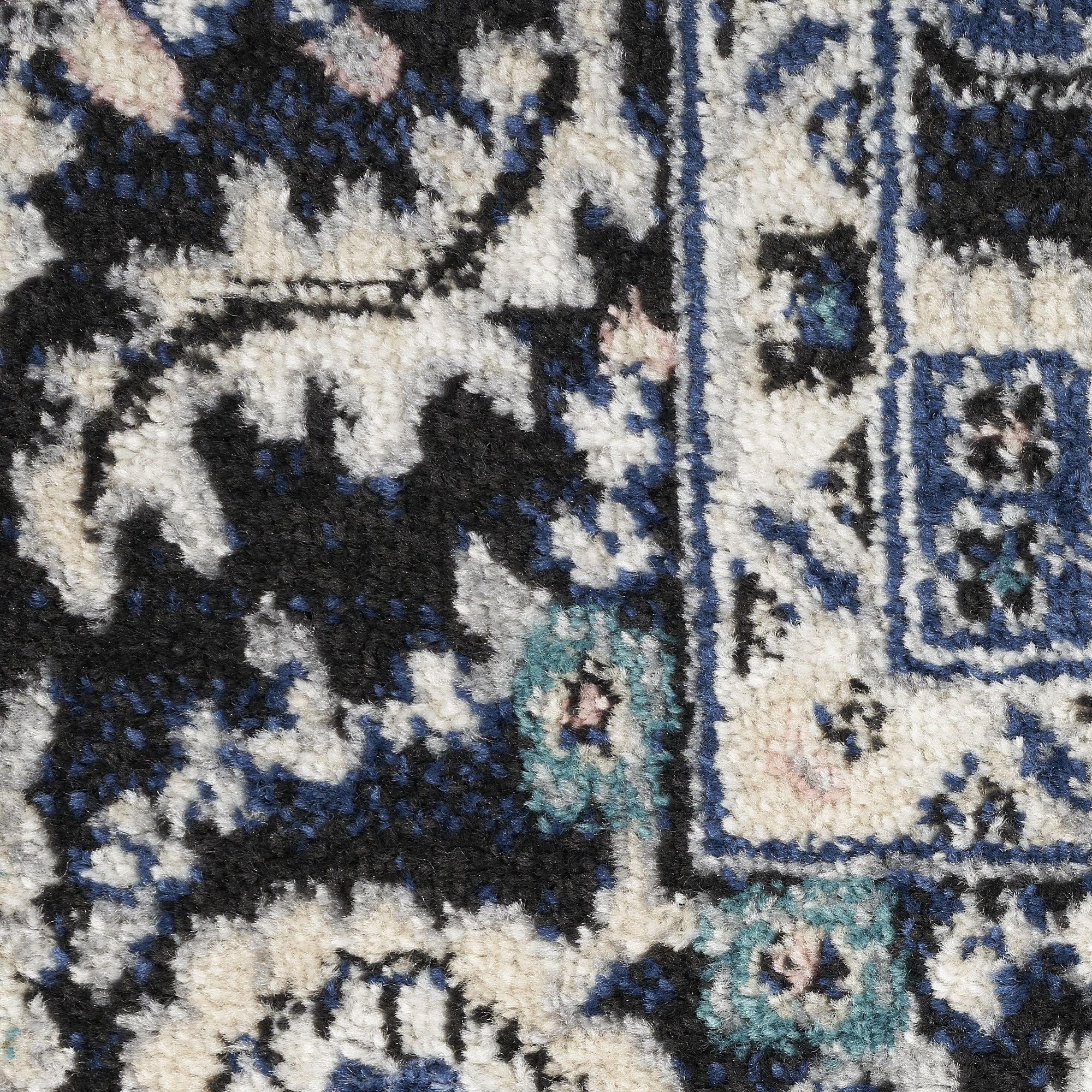 Nourison Passion Black Ivory 5'3" x 7'3" Area Rug, Contemporary, Boho, Bed Room, Living Room, Dining Room, Kitchen, , Easy Cleaning, Non Shedding (5' x 7')
