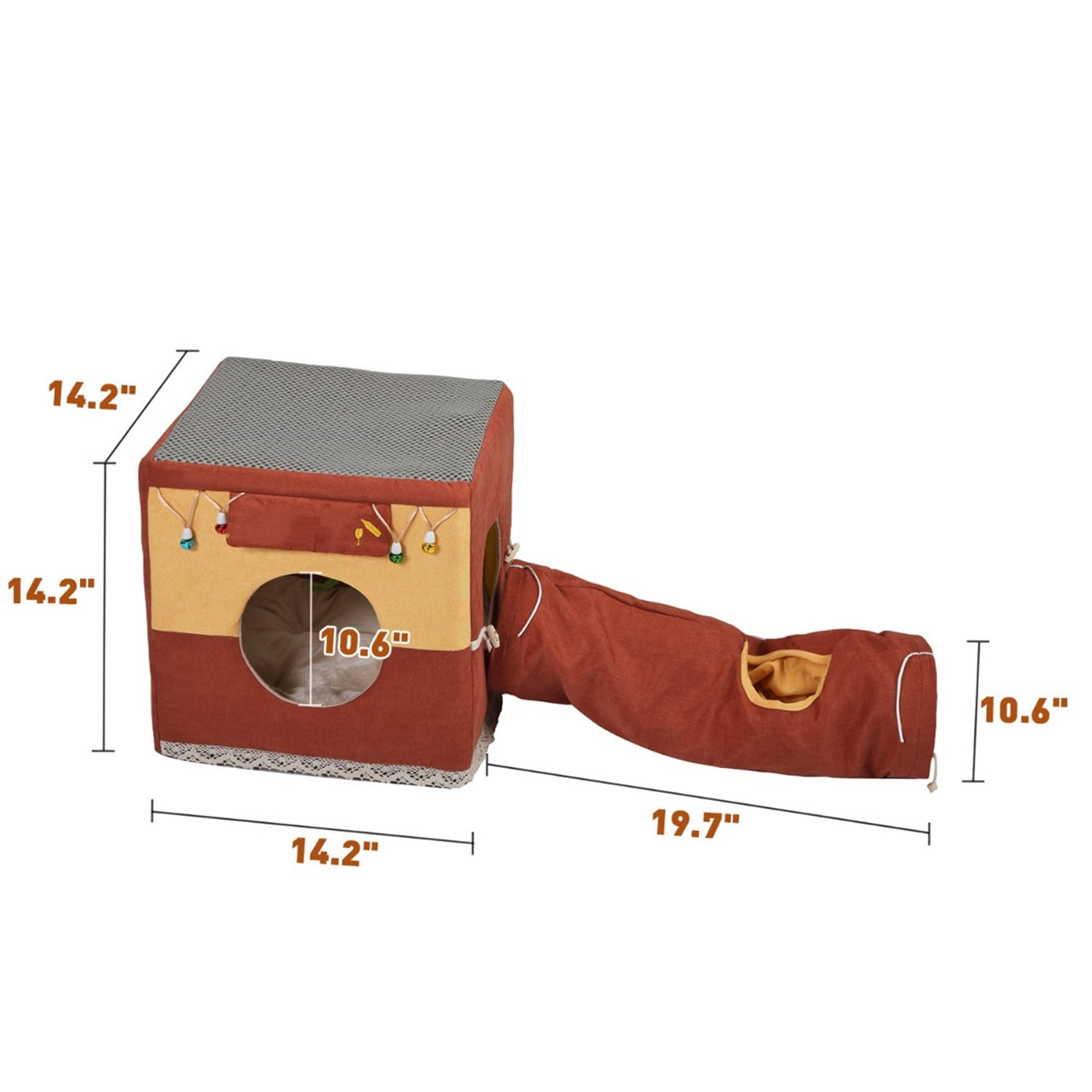 Pefilos 19" Cat Tunnel Toys for Indoor, Collapsible Cat Cube, Kitty City Cat Bed House, Play Kennel, Brown Pefilos 19" Cat Tunnel Toys for Indoor, Collapsible Cat Cube, Kitty City Cat Bed House, Play Kennel, Brown