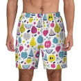 thumbnail image 2 of Picia Doodle Fruits pattern Mens Swim Trunks with Compression Liner Stretch Beach Shorts Quick Dry with Zipper Pockets No-Chafing Board Shorts-Medium, 2 of 9