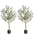 thumbnail image 5 of Artificial Olive Tree Tall Faux Silk Olive Trees for Home Office Living Room Decor Indoor Fake Potted Tree with Natural Wood Trunk and Lifelike Fruits 2 Pack （Decorative flower pots not included）, 5 of 9