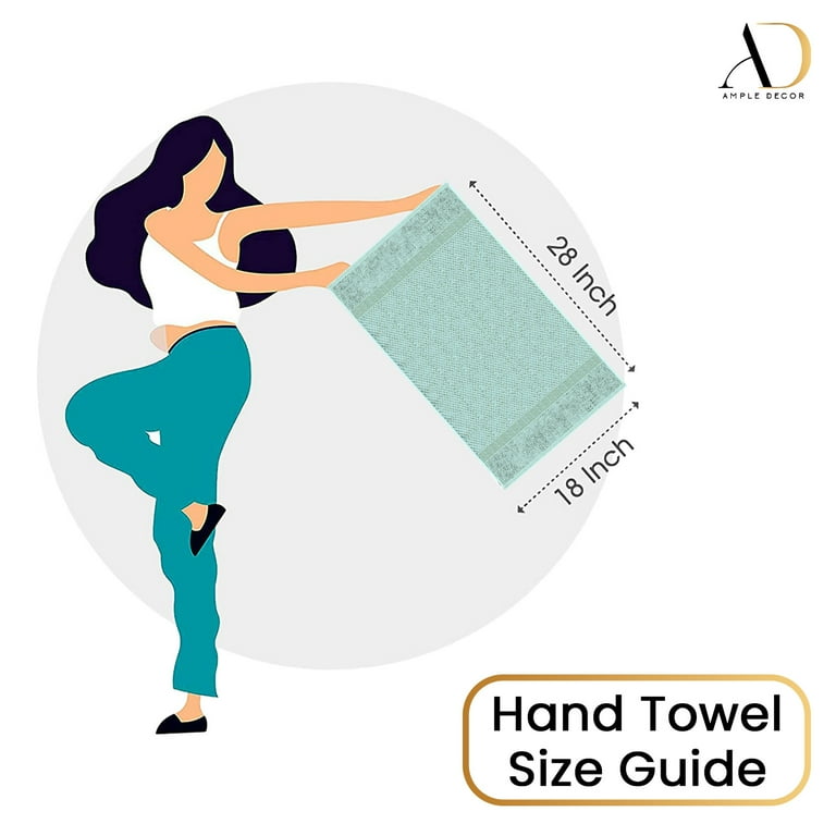 Ample Decor 100% Cotton Hand Towel for Kitchen Set of 2 Mint Green,  Absorbent Premium Quality, Oeko TEX Certified, for Bathroom, Hotel, Spa,  Gym