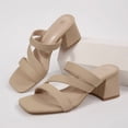 thumbnail image 4 of Pennysue Women Square Toe Sandals Strappy Slip On Chunky Heels with Cushioned Insole for Summer Party Office Daily Wear, 4 of 7