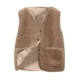 thumbnail image 2 of Fartey Plus Size Womens Fuzzy Fleece Vest Coat Fall Winter Warm Sleeveless Jackets Casual Solid Color Button Waistcoat Outerwear with Pockets 5XL, 2 of 3
