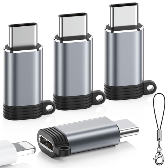 Adaptador LERTOSEN Lightning a USB-C, paquete de 4, carga rápida
