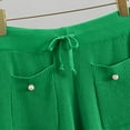 thumbnail image 5 of Jinhomg Women's 2 Piece Outfits Sweater Sets Casual Solid Cotton Knit Matching Lounge Set Comfy Long Sleeve Crewneck Pullover with Drawstring Waist Pant Green Free Size, 5 of 8