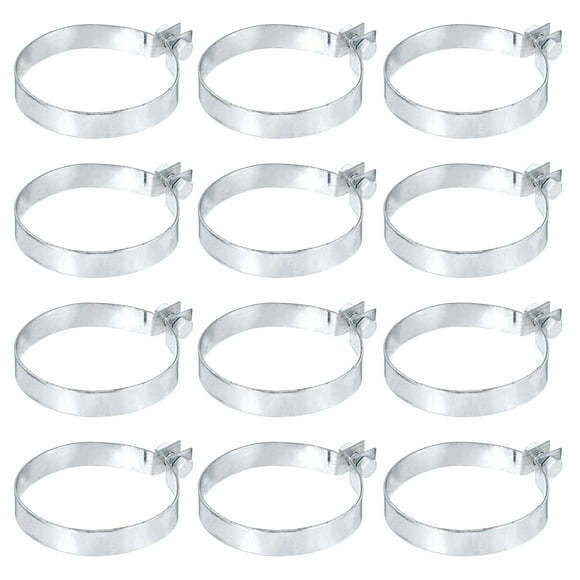 Uxcell 12 Pack Brace Bands Chain Link Fence, Galvanized Steel Tension Bands with Bolts & Nuts for 3-11/32" Chain Link Post, Pipe, Gate, Fences Panels, Silver (4.53" L x 0.63" W)