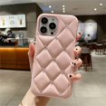 thumbnail image 1 of Funda de teléfono con textura de cuero para iPhone, cubierta trasera a prueba de golpes, Color sólido, mate, 3D, diamante, celosía, iPhone 12, 13, 14 Pro Max, 11 Fivean unisex, 1 of 2