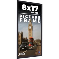8x17 Frame Black Real Wood Picture Frame Width 0.75 inches | Interior Frame Depth 0.5 inches | Noir