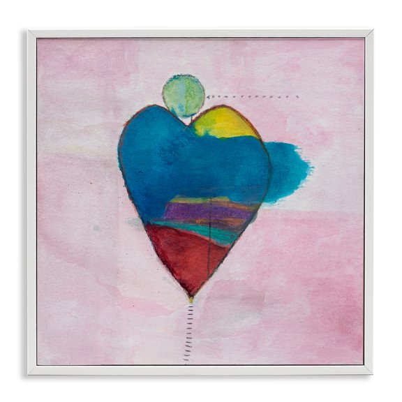 Stupell Industries Contemporary Pink Contemporary Heart Circle White Framed Giclee Art, 17 x 17, by Michelle Oppenheimer