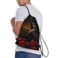thumbnail image 2 of Bingfone Elegant Rose Skull Drawstrings Backpacks Bags for Men Women Gym Drawstrings Bag-Small, 2 of 8