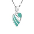 thumbnail image 5 of Passionate Cut-out Heart Green Turquoise Inlay Sterling Silver Pendant Necklace, 5 of 6