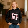 thumbnail image 5 of Tisuna Valentine Heart Print Hoodie For Girls Boys Child Long Sleeve Hooded Sweatshirt Fashion Comfortable Toddler Kids Autumn Winter Tops Black Size 2-3 Years, 5 of 7