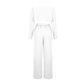 thumbnail image 6 of Scyoekwg Two Piece Sets for Women Solid Color Casual Fashion Loose Crewneck Long Sleeve Tops Wide Legs Pants Two-piece Set Fall Outfits Tracksuit Set (White,XL), 6 of 8