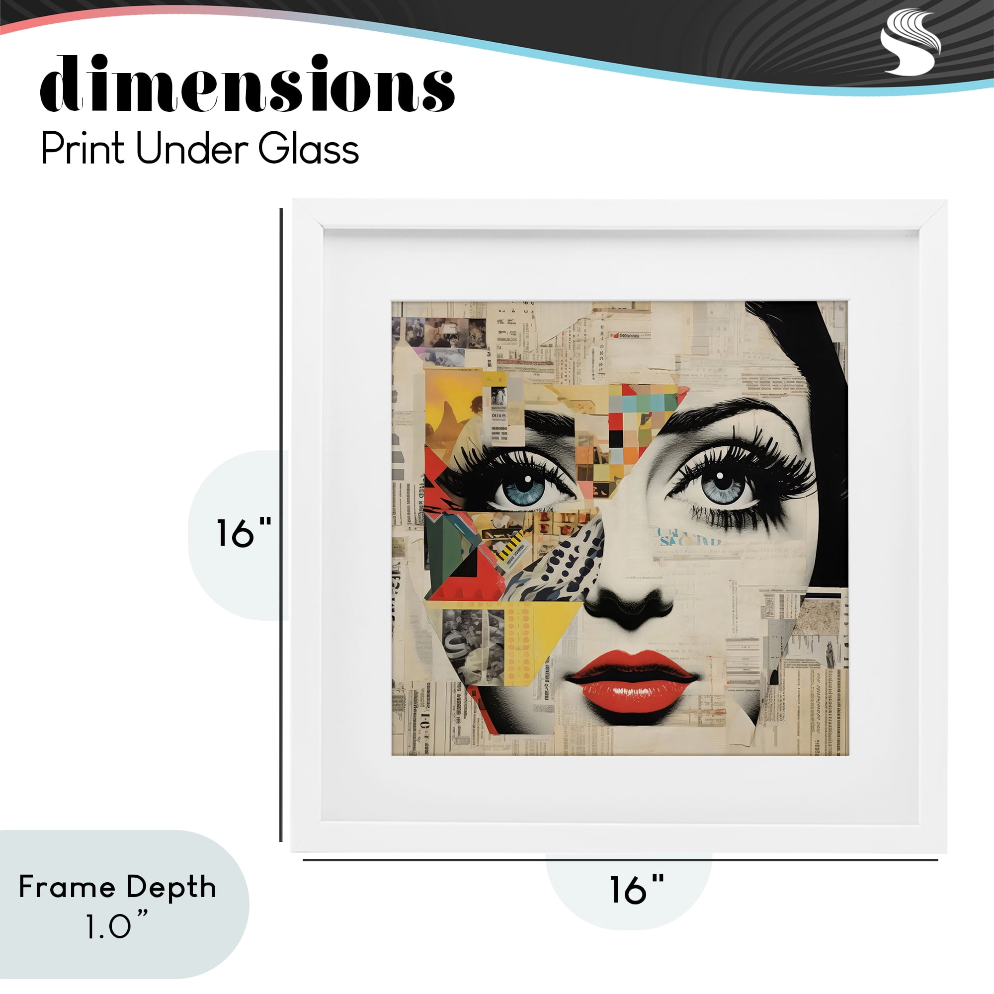 Stupell Industries Fashion Collage Pop Portrait White Framed Print Under Glass, design by Creative Studio