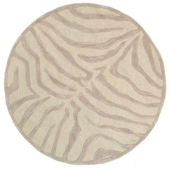 5 ft. Round Taupe Zebra Pattern Area Rug