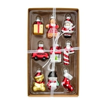 Shoreew Christmas Mini Glass Ornaments Set Small Vintage Snowman Santa Tree Snowflake Candy Cane Ornaments for Xmas Tree Hanging Decor