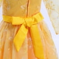 thumbnail image 6 of IBTOM CASTLE Flower Girls Dress Vintage Floral Lace Embroidered 3/4 Sleeves Maxi Dresses Wedding Princess Party Communion Evening Formal Dance Gown 5-6 Years Yellow, 6 of 8