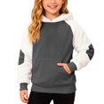 thumbnail image 2 of Boys Girls Christmas Hoodie Fall Winter Long Sleeve Color Block Fuzzy Hooded Sweatshirt Pullover Tops with Pockets 2-15 Years, 2 of 8