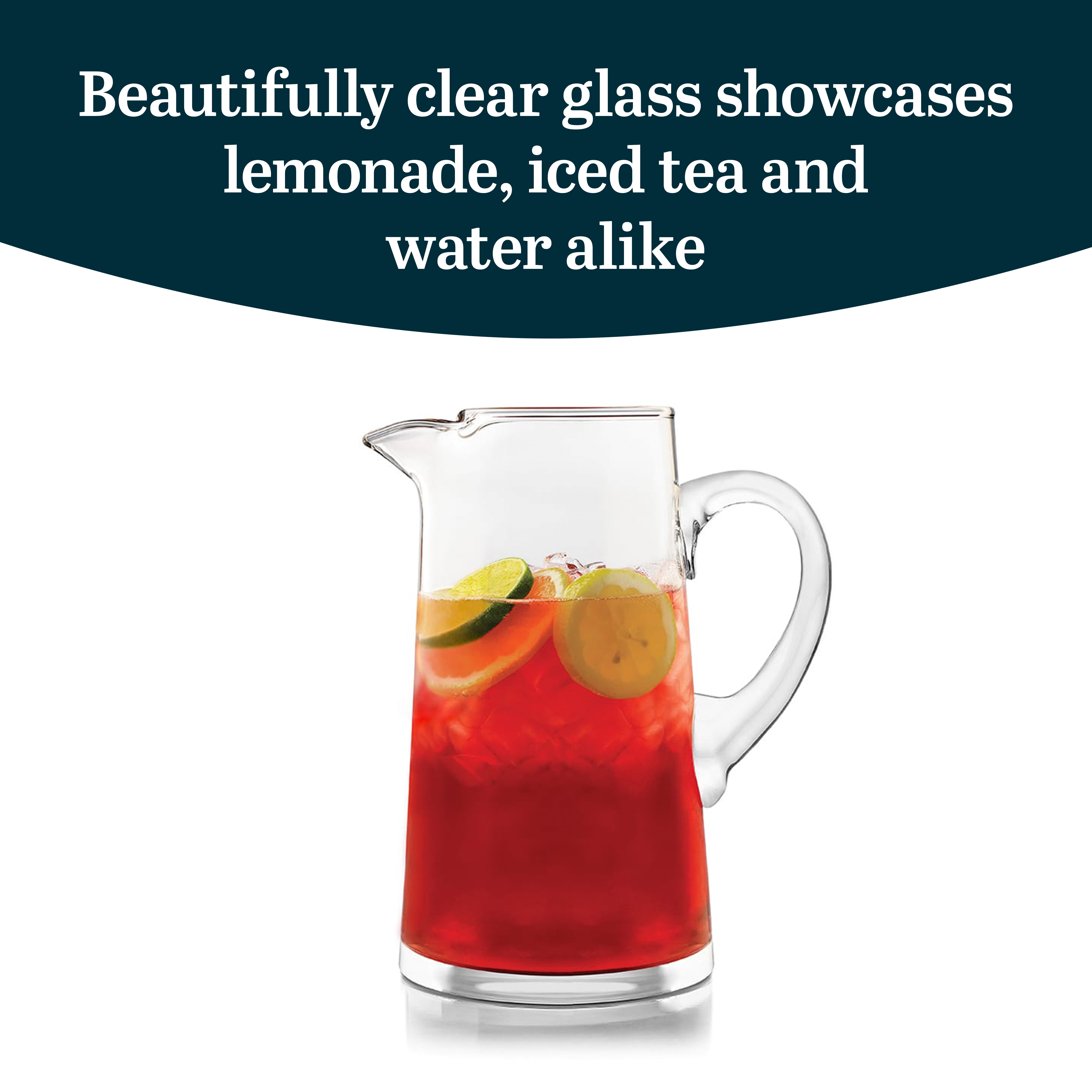 Libbey Cantina Clear Glass Pitcher, 90 Oz, Modern, Elegant Glass Pitcher for Cocktails, Iced Tea & More, Handblown Beverage Serveware for Parties