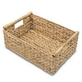 thumbnail image 1 of Wicker Basket Rectangular with Wooden Handles for Shelves,Water Hyacinth Basket Storage,Natural Baskets for Organizing B, 1 of 6