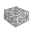 thumbnail image 1 of Mandala Rectangle Pouf, Ornate Pattern of Mandala with Symmetrical Shapes and Tiles Persian Image, Under Desk Foot Stool for Living Room Office Ottoman with Cover, 25", Black, by Ambesonne, 1 of 4