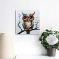 thumbnail image 3 of ONETECH Owl with Glasses Funny Animal Picture Canvas Wall Art Hand Painted Decor Oil Painting Stretched Framed Artwork for Home Bedroom Living Room Decoration 20\x20\, 3 of 4