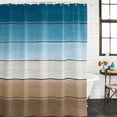 thumbnail image 3 of Blue Beige Brown Waterproof Fabric Shower Curtain,Country Retro Gradient Wooden Grain Waterproof Fabric Shower Curtain for Bathroom Curtains Bathtubs Shower Curtains with 12 Hooks Standard 66x72, 3 of 8