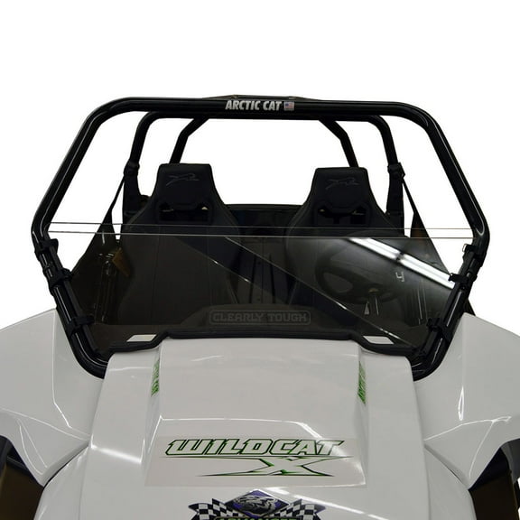 Clearly Tough Arctic Cat Wildcat Half Windshield - SCRATCH RESISTANT- On or off in seconds. Premium polycarbonate w/Hard Coat. Made in America!