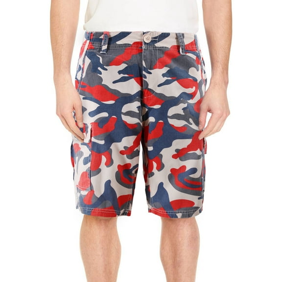 Men's Classic Camouflage Multi Pocket Cotton Camo Army Cargo Shorts (Tangerine, 34)