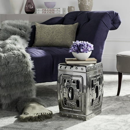Safavieh Dynasty Square Indoor/Outdoor Garden Patio Stool, Silver