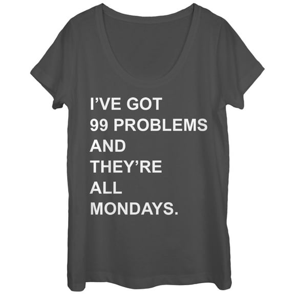 Women's CHIN UP Monday 99 Problems  Scoop Neck Charcoal 2X Large