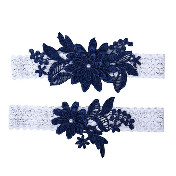 TABLZONE Navy Bridal Wedding Garter Set with Decorative Bowknot, Elegant and Comfortable for Bride Special Occasion