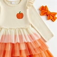 thumbnail image 7 of mgoYE Toddler Girls Halloween Dress Orange Pumpkin Tiered Dress Long Sleeve Dresses Tutu Outfits(Orange,12-18 Months), 7 of 7