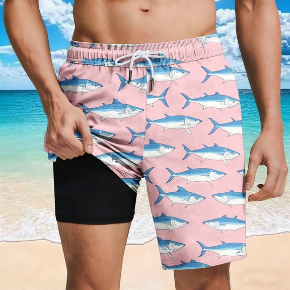 Mens 9" Swim Trunks with Compression Liner Quick Dry Swimming Shorts Swimsuits