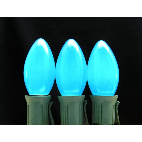 **25 Pack** 7 Watt C9 Ceramic Blue Incandescent Light Bulb, Intermediate Base
