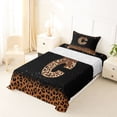 thumbnail image 5 of jejeloiu Leopard Bow tie Monogram C Twin Sheet Sets For Girls,Brown Sparkling Pattern Letter Design Bedding,3pcs, 5 of 6