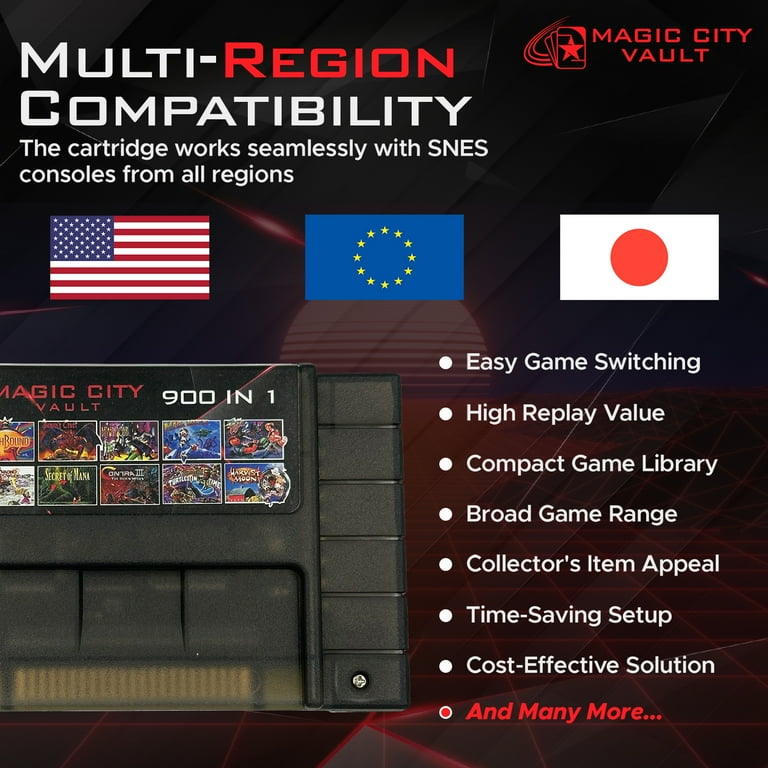 Magic City Vault 900 in 1 Cartridge For SNES Super Nintendo 16Bit