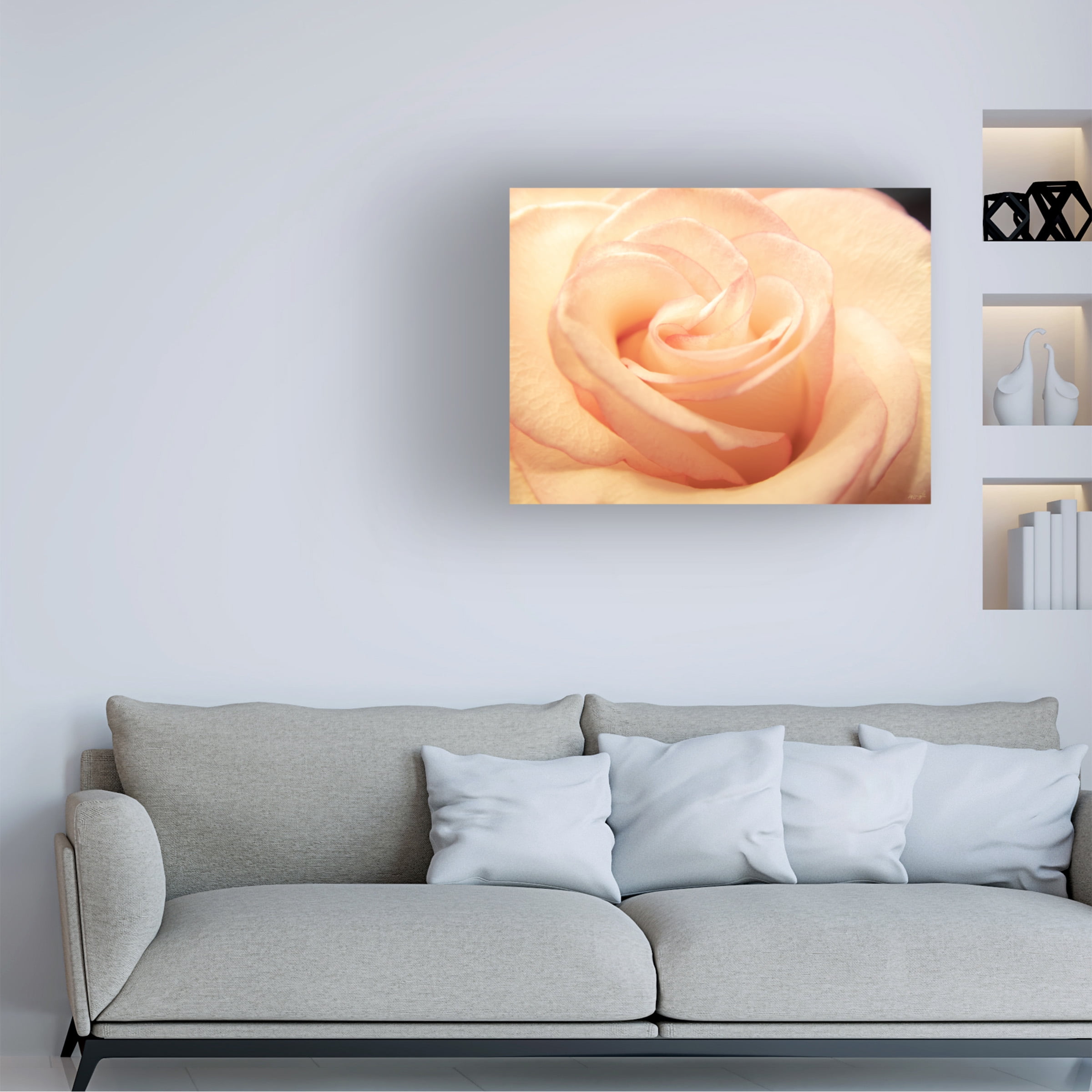 Canvas Wall Art - Life BeautifuLEE 'Peach Lined Rose' Wall Art for Living Room, Bedroom, or Office DÃ©cor by Trademark Fine Art - 19 x 14 Inches