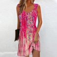 thumbnail image 2 of Vestido casual de mujer SCZ vestido de verano vestido lencero vestido fruncido diario cita salir moda correa básica sin mangas ajuste holgado rosa fuerte / m, 2 of 5