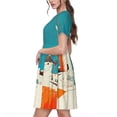 thumbnail image 2 of Balery Colorful Greek Windmills Vestidos sueltos de manga corta para mujer, vestidos de verano 2025, vestidos casuales de corte A con vuelo., 2 of 6