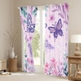 thumbnail image 3 of Homewish Cartoon Dreamy Buutefly Curtains Pack of 2 (42x84 Each), Pink Purple Blossoms Floral Curtains Blackout, Teens Kids Girls Bedroom Curtains, Black Out Curtains Decor, 3 of 6