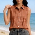 thumbnail image 3 of Taqqpue Women Tank Top Striped Button Down Sleeveless Shirt Blouse Beach Vacation Plus Size Tops Casual Collared Office Work T Shirt for Women S-XXL, 3 of 8